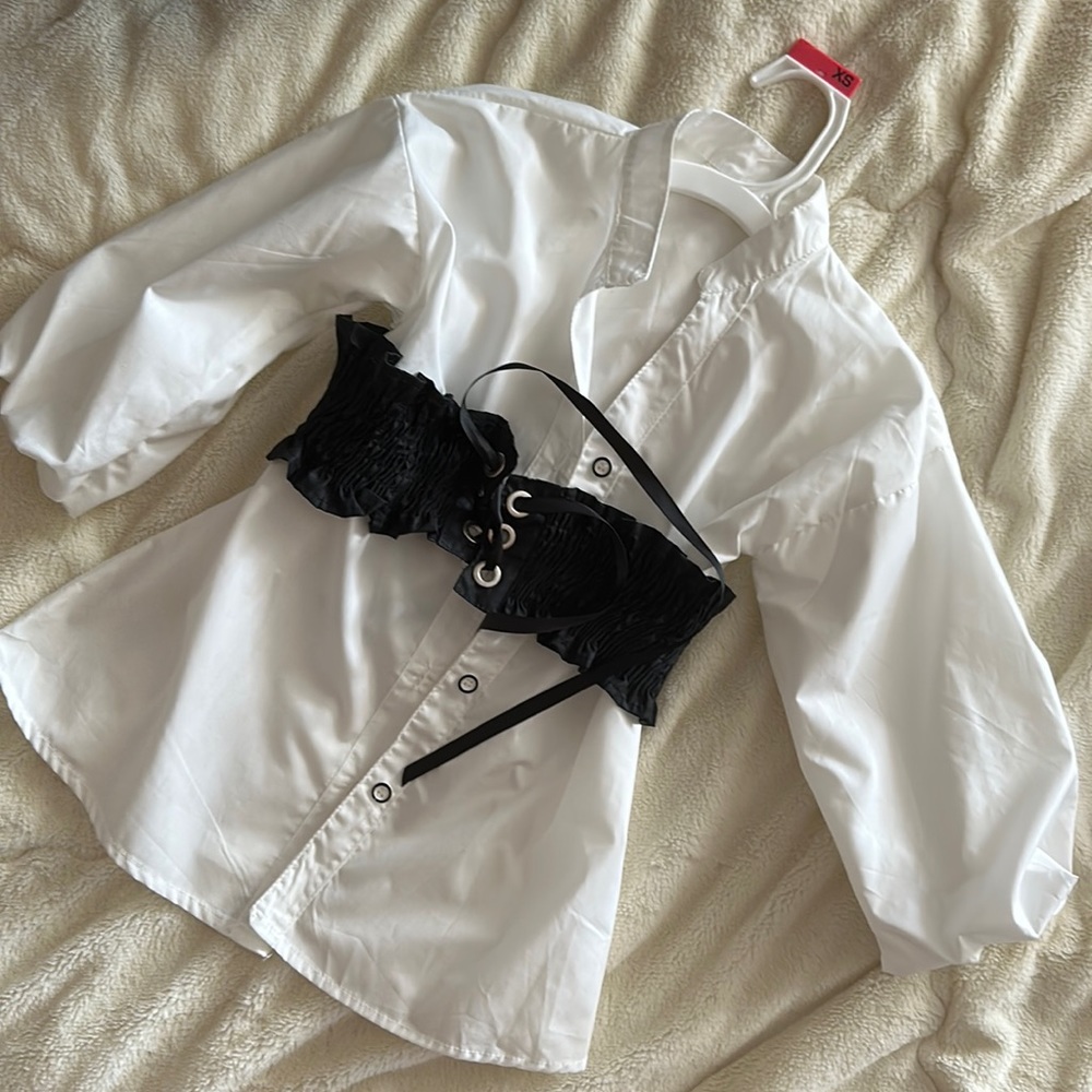 Long blouse with black belt for toddler 3 years old